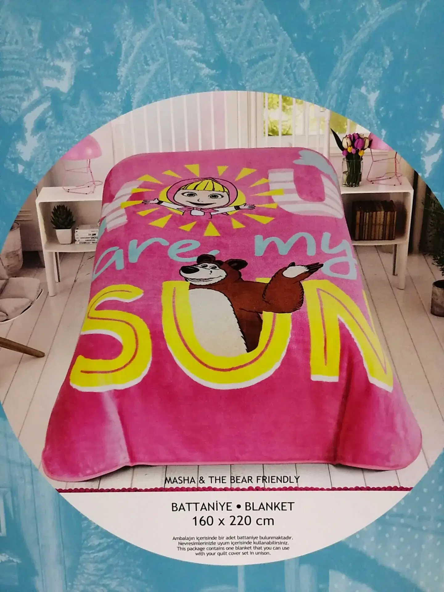 Taç Masha ve Koca Ayı battaniye 160x220
