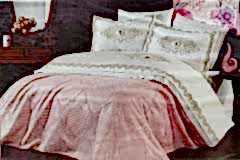 İpekçe Eliza Yatak Örtüsü Seti 6 Parça  Pamuk saten Pudra