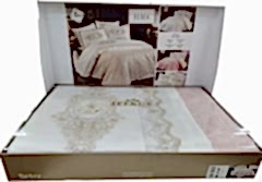 İpekçe Eliza Yatak Örtüsü Seti 6 Parça  Pamuk saten Pudra