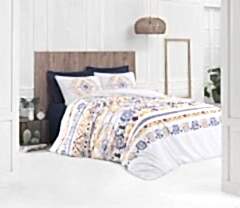 Altınbaşak %100 Pamuk Ranforce Tek Kişilik Nevresim Takımı Ethnic İndigo