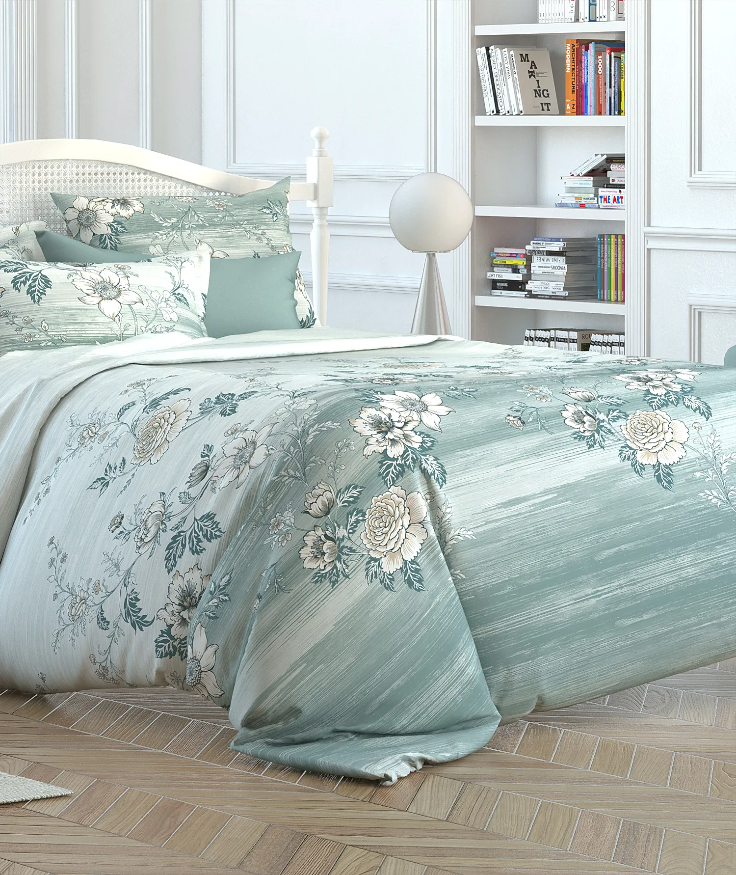 Şık Floral Desenli %100 Pamuk Çift Kişilik Nevresim Takımı