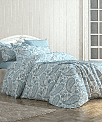 Gök Mavisi Çiçek Bahçesi: %100 Pamuk Çift Kişilik Nevresim Takımı